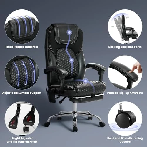Massage Office Chair with 3-Level Heat and Footrest — Massage Chairs, MALOL
