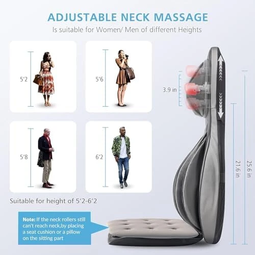 Massager Chair with Heat, Shiatsu Neck Back Massager Portable with Compression & Rolling — Massage Chairs, COMFIER