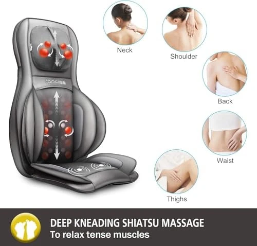 Massager Chair with Heat, Shiatsu Neck Back Massager Portable with Compression & Rolling — Massage Chairs, COMFIER