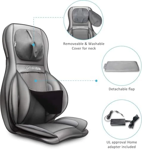 Massager Chair with Heat, Shiatsu Neck Back Massager Portable with Compression & Rolling — Massage Chairs, COMFIER