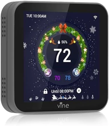 Programmable Thermostat with Touch Screen, WiFi Smart Home Thermostat for AC and Heating — Smart Thermostat, vine