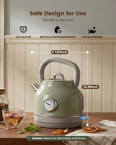Retro Electric Tea Kettle with Thermometer — Electric Kettle, Amaste