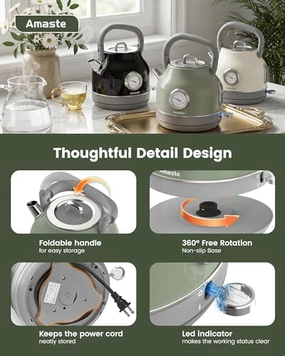 Retro Electric Tea Kettle with Thermometer — Electric Kettle, Amaste