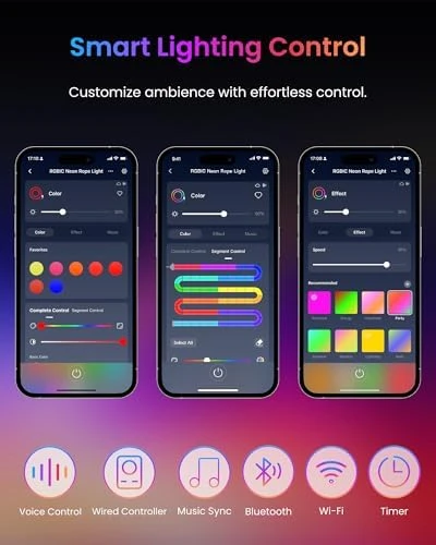 RGBIC Neon Rope Light, 5M Matter-Certified Neon Strip Lights — LED Strip Lights, SwitchBot