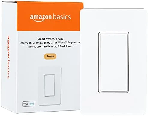 Smart Light Switch, 3-Way, Works with Alexa Only, Voice Control, 2.4 GHz Wi-Fi, No Hub Required — Smart Switch, Amazon Basics