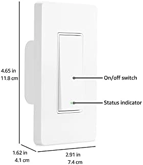 Smart Light Switch, 3-Way, Works with Alexa Only, Voice Control, 2.4 GHz Wi-Fi, No Hub Required — Smart Switch, Amazon Basics