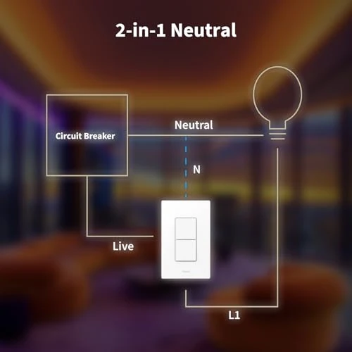 Smart Light Switch H2 (2-in-1 Neutral, 2 Buttons, 2 Channels) — Smart Switch, Aqara