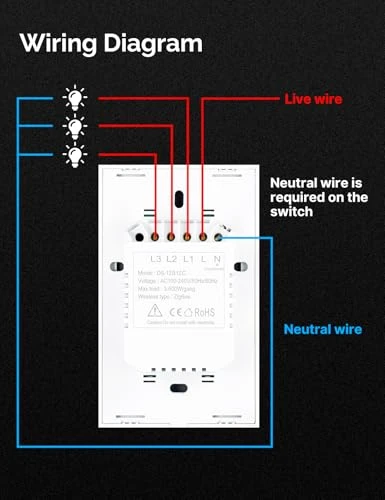 Smart Light Switch Touch Glass Design 2 Gang — Smart Switch, MOES