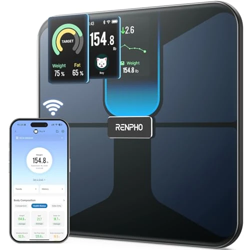 Smart Scale for Body Weight, BMI, Body Fat, Muscle Mass, Bluetooth Wi-Fi Rechargeable Scale, RGB Lighting Color Changing... — Smart Scale, RENPHO