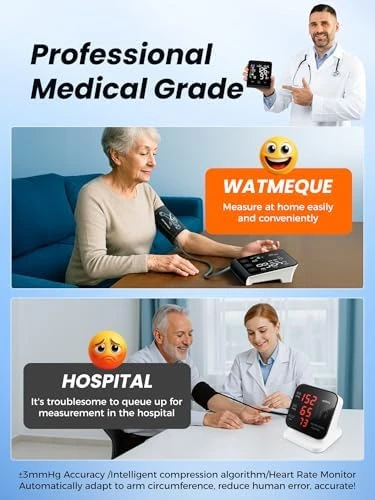 Upper Arm Blood Pressure Monitor with Wide-Range Cuff and Large Backlit Display — Blood Pressure Monitor, WAMELPRI