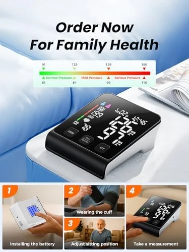 Upper Arm Blood Pressure Monitor with Wide-Range Cuff and Large Backlit Display — Blood Pressure Monitor, WAMELPRI