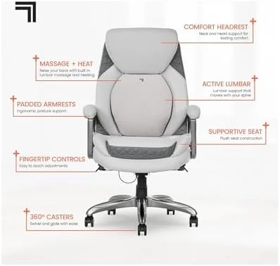 Active Lumbar Ergonomic Swivel Executive Massage Chair — Smart Chairs, Sharper Image