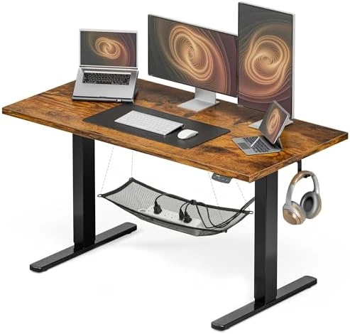 Electric Standing Desk, Height Adjustable Home Office Desk with Memory Presets & Cable Management, Rustic Brown Sit... — Standing Desk, Acrolix
