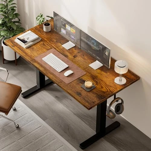 Electric Standing Desk, Height Adjustable Home Office Desk with Memory Presets & Cable Management, Rustic Brown Sit... — Standing Desk, Acrolix