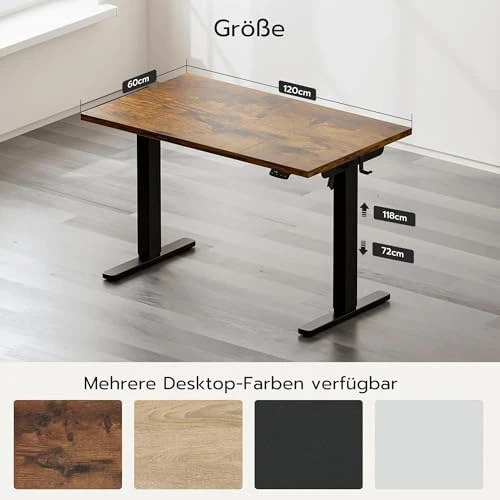 Electric Standing Desk, Height Adjustable Home Office Desk with Memory Presets & Cable Management, Rustic Brown Sit... — Standing Desk, Acrolix