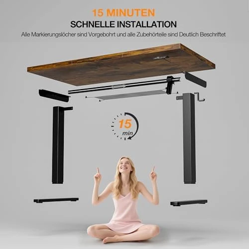 Electric Standing Desk, Height Adjustable Home Office Desk with Memory Presets & Cable Management, Rustic Brown Sit... — Standing Desk, Acrolix