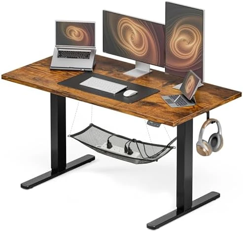 Electric Standing Desk, Height Adjustable Home Office Desk with Memory Presets & Cable Management, Rustic Brown Sit... — Standing Desk, Acrolix