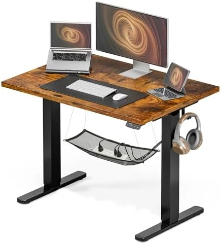 Electric Standing Desk, Height Adjustable Home Office Desk with Memory Presets & Cable Management, Rustic Brown Sit... — Standing Desk, Acrolix