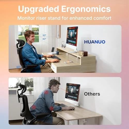 Electric Standing Desk with 2 Drawers & Large Keyboard Tray — Standing Desk, HUANUO