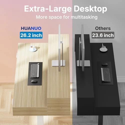 Electric Standing Desk with 2 Drawers & Large Keyboard Tray — Standing Desk, HUANUO