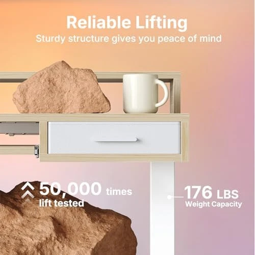 Electric Standing Desk with 2 Drawers & Large Keyboard Tray — Standing Desk, HUANUO