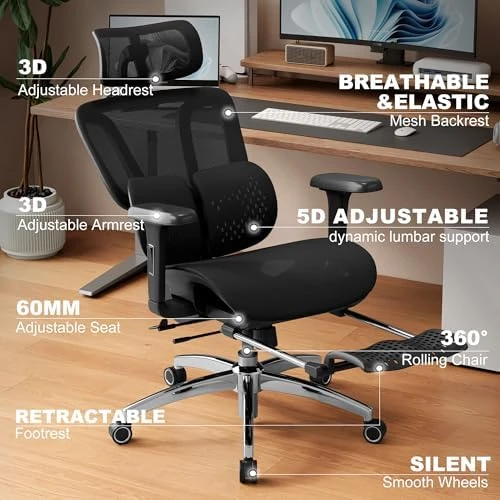 Ergonomic Office Chair with Footrest — Smart Chairs, Vonesse
