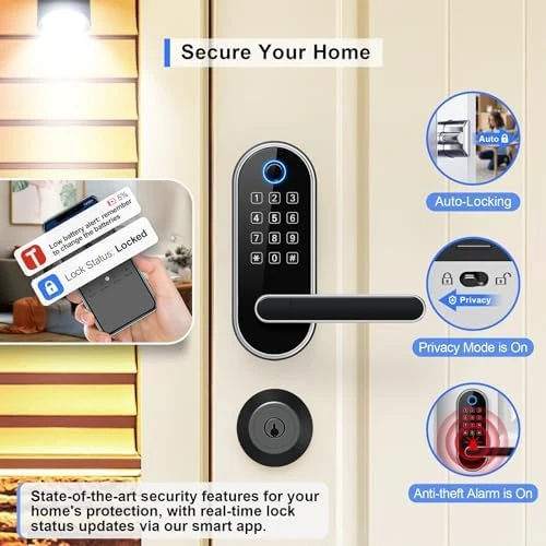 Fingerprint Smart Lock with Handle & Keypad — Smart Lock, samtechT