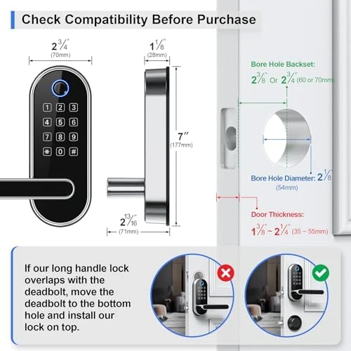 Fingerprint Smart Lock with Handle & Keypad — Smart Lock, samtechT