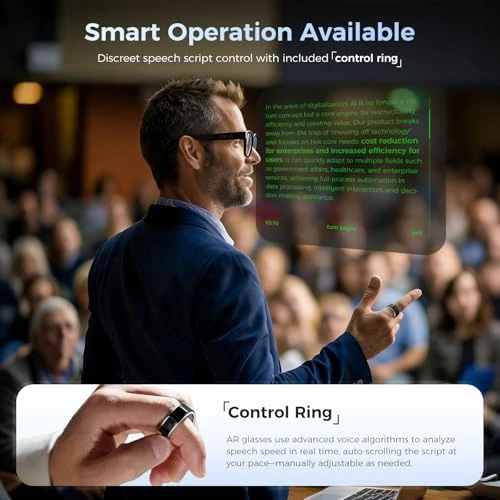 Smart Glasses with Camera & AR Display, Invisible Teleprompter & 268-Language Real-Time Translation — Smart Glasses, Domars