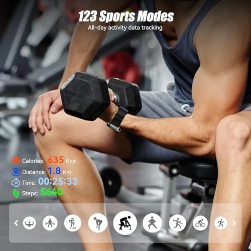 Smart Watch with 2.01" HD Touchscreen, Bluetooth Calling, 120+ Sports Modes, 24/7 Heart Rate & Sleep Monitoring, IP67... — Fitness Tracker, ganopterygon