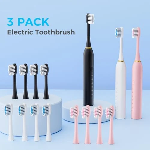 3 Pack Sonic Electric Toothbrush Set — Electric Toothbrush, Dnil