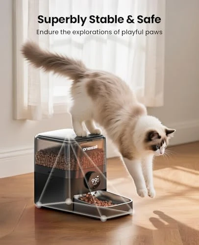 Automatic Cat Feeder, WiFi Rechargeable 100-Day Battery Operated Pet Feeder, 12 Cups Dry Food Dispenser for Large... — Automatic Pet Feeder, oneisall