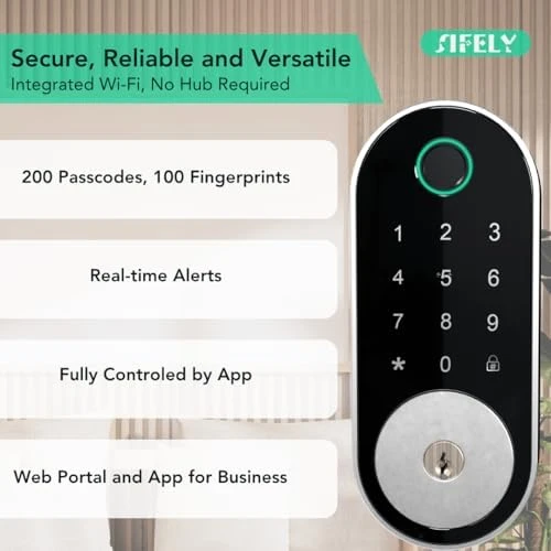 Built-in WiFi Fingerprint Smart Deadbolt with Keypad — Smart Lock, Sifely