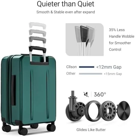 Carry On Luggage with Top Opening, Expandable with Front Pocket and USB Charging Port — Smart Luggage, cllson