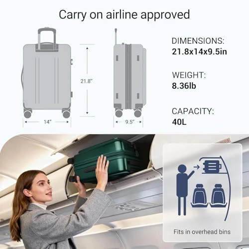 Carry On Luggage with Top Opening, Expandable with Front Pocket and USB Charging Port — Smart Luggage, cllson