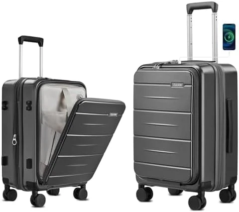 Carry On Luggage with Top Opening, Expandable with Front Pocket and USB Charging Port — Smart Luggage, cllson