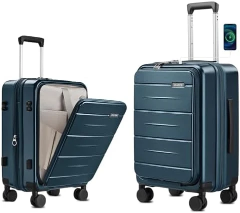 Carry On Luggage with Top Opening, Expandable with Front Pocket and USB Charging Port — Smart Luggage, cllson
