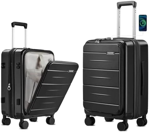 Carry On Luggage with Top Opening, Expandable with Front Pocket and USB Charging Port — Smart Luggage, cllson