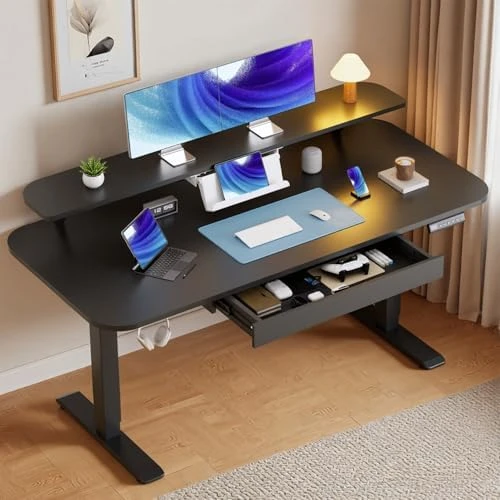 Electric Standing Desk with Drawers — Standing Desk, GTPLAYER