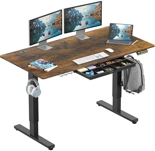 Height Adjustable Standing Desk with Drawer and Memory Preset — Standing Desk, SHW