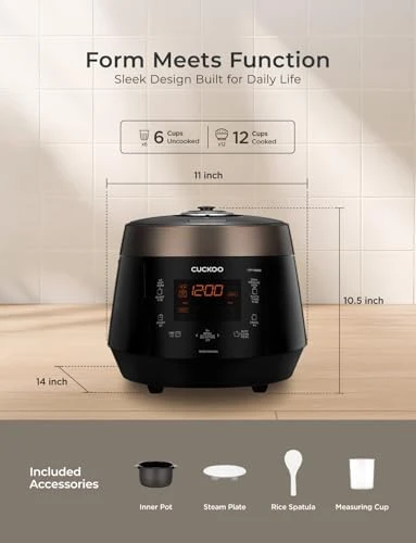 High Pressure Rice Cooker 6-Cup Uncooked / 12-Cup Cooked — Multicooker, CUCKOO