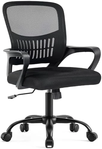 Home Office Desk Chair - Ergonomic Mid Back with Lumbar Support & Rocking Mode — Smart Chairs, DUMOS
