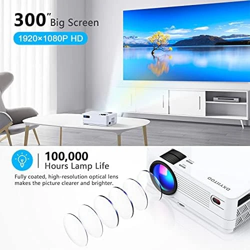 Native 1080P Projector with WiFi and Two-Way Bluetooth — Smart Projector, Dxyiitoo