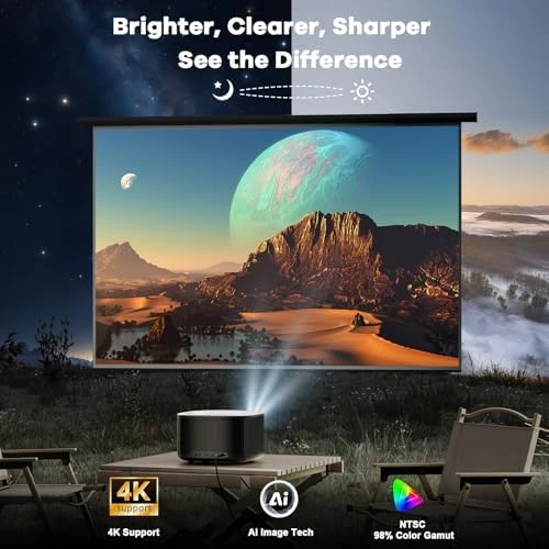 Outdoor Projector 4K with WiFi and Bluetooth — Smart Projector, ONOAYO