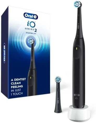 Rechargeable Electric Toothbrush, iO2 Starter Kit, 3 Cleaning Modes, Automatic Pressure Sensor to Protect Gums, 2 Brush... — Electric Toothbrush, Oral-B
