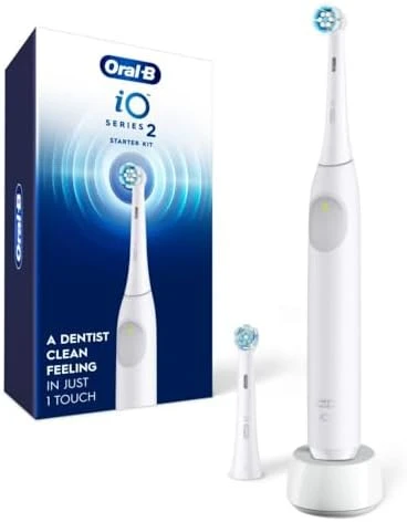 Rechargeable Electric Toothbrush, iO2 Starter Kit, 3 Cleaning Modes, Automatic Pressure Sensor to Protect Gums, 2 Brush... — Electric Toothbrush, Oral-B