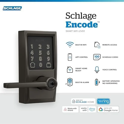 Smart Wi-Fi Lock with Lever Handle, Touchscreen Keypad, Keyless Entry — Smart Lock, SCHLAGE