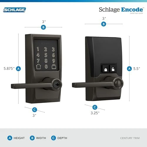 Smart Wi-Fi Lock with Lever Handle, Touchscreen Keypad, Keyless Entry — Smart Lock, SCHLAGE