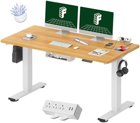 Whole-Piece Standing Desk with Clamp Power Strip, 55 x 28 — Standing Desk, FLEXISPOT