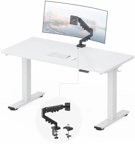 Whole-Piece Standing Desk with Clamp Power Strip, 55 x 28 — Standing Desk, FLEXISPOT